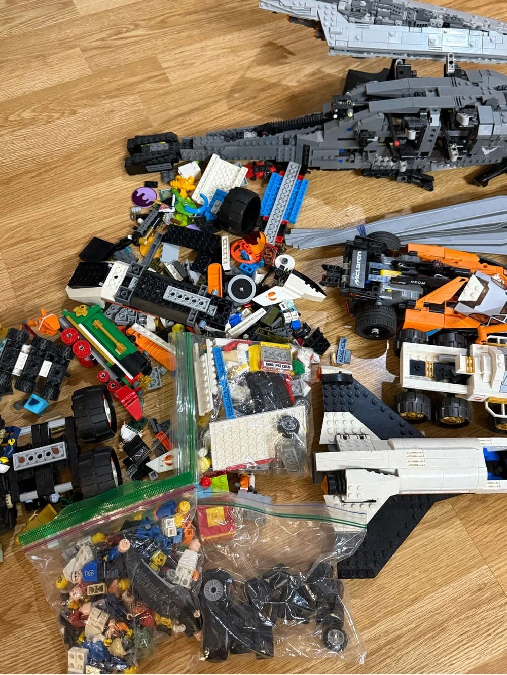 Lego Mixed Building Set Bundle in Gray, Black, Orange, White, Green